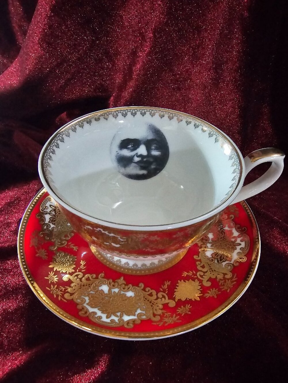 Teacup and Saucer with Man in the Moon